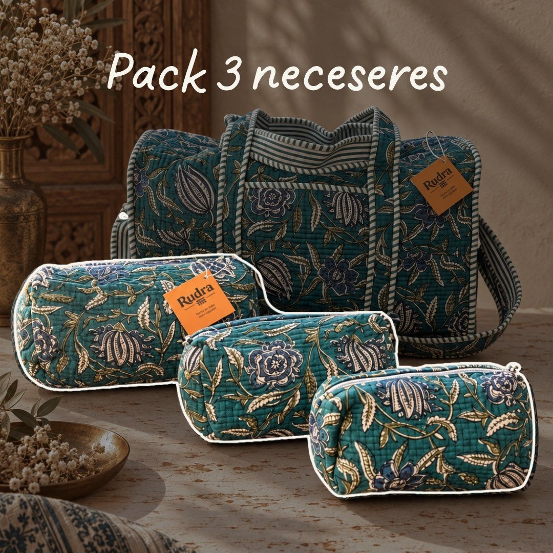 Set de 3 neceseres acolchados Godavari - Rudra Textil