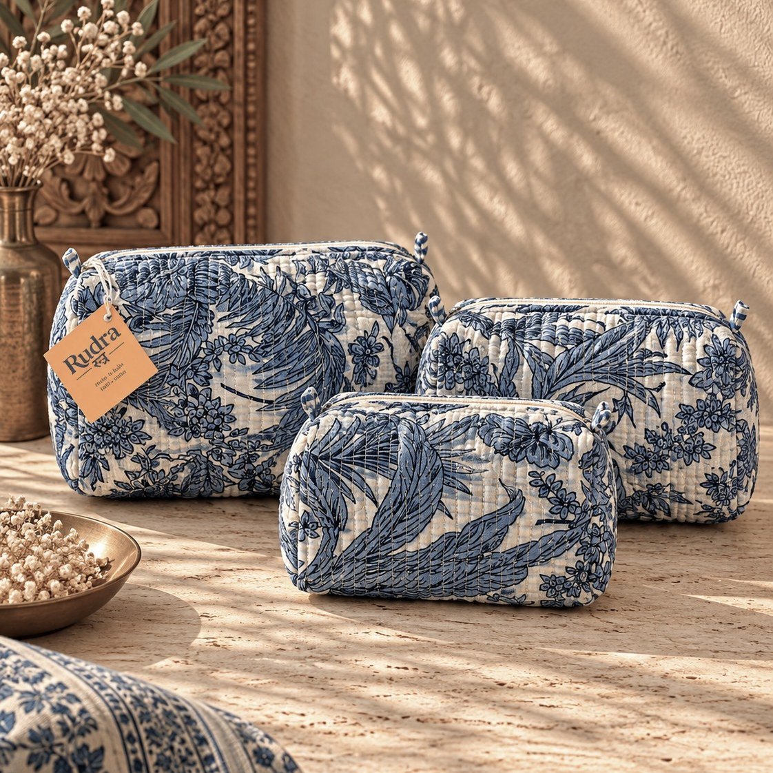 Set de 3 neceseres acolchados Mahanadi - Rudra Textil
