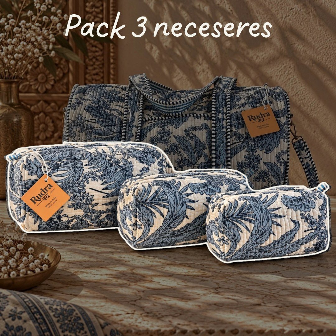 Set de 3 neceseres acolchados Mahanadi - Rudra Textil