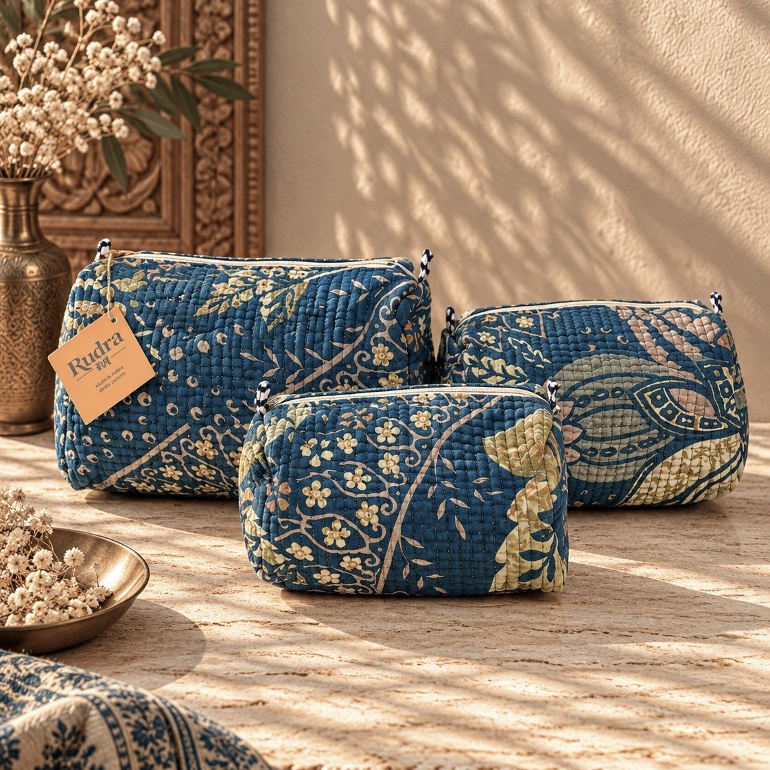 Set de 3 neceseres acolchados Mandovi - Rudra Textil