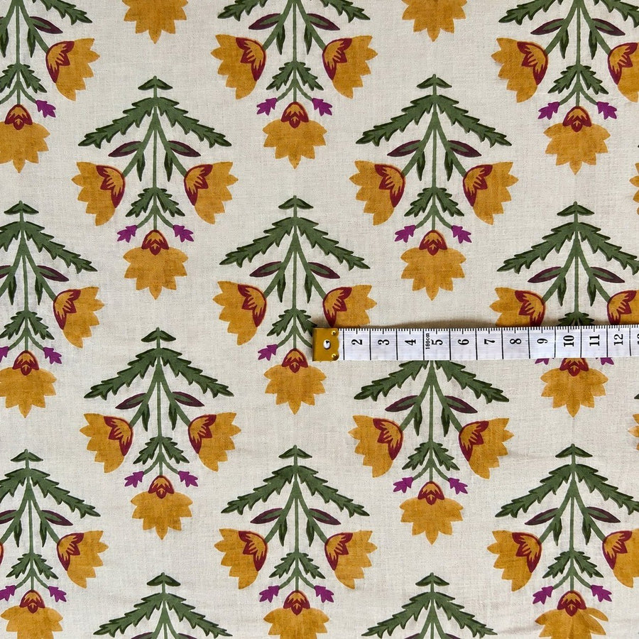 Tela de algodón estampada Cúrcuma - Rudra Textil